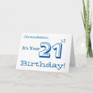 Carte 21ème salutation de l'anniversaire du petit-fils