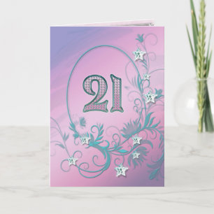 Carte 21st Birthday card with diamond stars