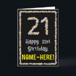Carte 21st Birthday: Floral Flowers Number, Custom Name<br><div class="desc">The front of this floral, garden-inspired birthday greeting card design has the message “Happy 21st Birthday, ” along with a custom recipient name. The large number “21” and the border on the front feature flower icons. The inside has an editable birthday greeting message, or could perhaps be cleared and left...</div>
