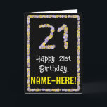 Carte 21st Birthday: Floral Flowers Number, Custom Name<br><div class="desc">The front of this floral, garden-inspired birthday greeting card design has the message “Happy 21st Birthday, ” along with a custom recipient name. The large number “21” and the border on the front feature flower icons. The inside has an editable birthday greeting message, or could perhaps be cleared and left...</div>