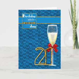 Carte 21st Birthday - Geometric Birthday Card Champagne