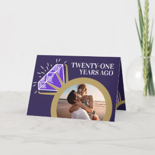 Carte 21st wedding anniversary now then photo card