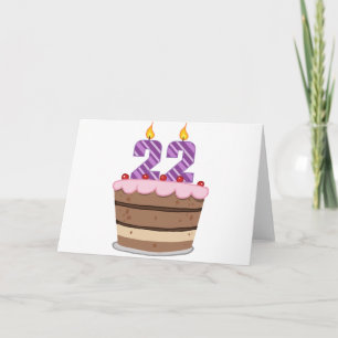 Carte 22 ans sur le gâteau d'anniversaire
