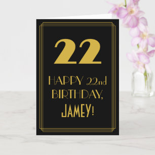 Carte 22e anniversaire ~ Art Déco Inspiré Look "22" & No