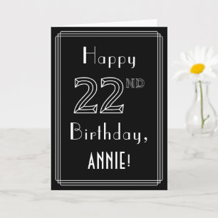Carte 22e anniversaire : Art Déco Style # 22 & Nom perso