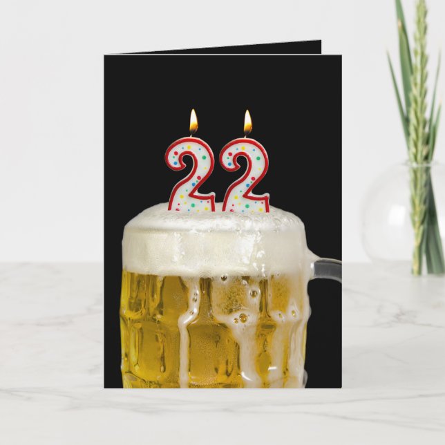 Carte 22e Anniversaire Bière en noir (Devant)