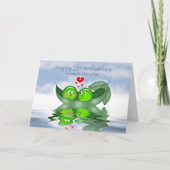 Carte 22e anniversaire de mariage,Deux petits pois dans  (Devant)