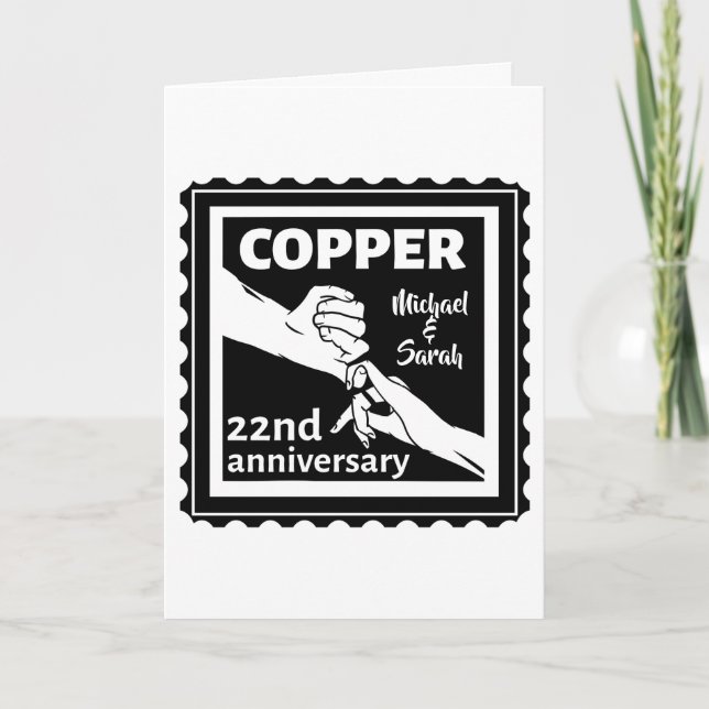 Carte 22e anniversaire du mariage tenant la main (Devant)