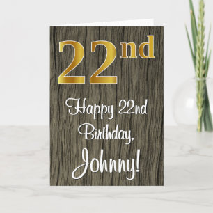 Carte 22e anniversaire : Elégant Faux Gold Look #, Faux