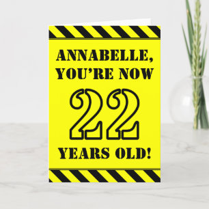 Carte 22e anniversaire : texte de style crayon amusant,
