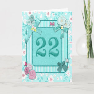 Carte 22nd birthday card with flowers