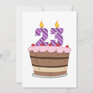 Carte 23 ans sur le gâteau d'anniversaire