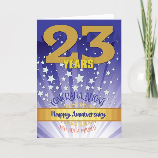 Carte 23e anniversaire de rétablissement chiffre gras (Devant)