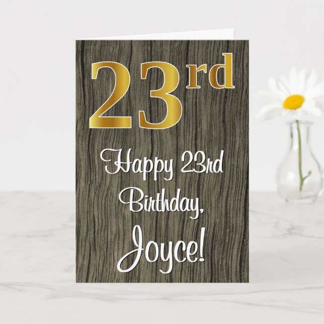 Carte 23e anniversaire : Elégant look d'or Faux #, Faux  (Petite plante)