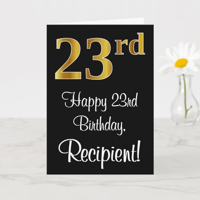 Carte 23e anniversaire ~ Elégant luxe Faux Gold Look # (Petite plante)