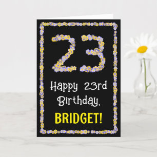 Carte 23e anniversaire : Floral Flowers Numéro, Nom pers