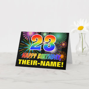 Carte 23e Anniversaire : Gras, Amusant, Feux d'artifice,