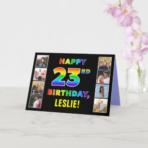 Carte 23e anniversaire : Rainbow Text, photos personnali