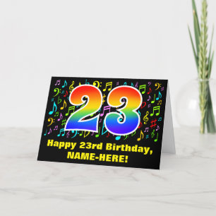 Carte 23e anniversaire : Symboles de musique colorée et