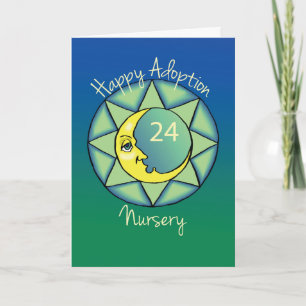 Carte 24e adoption Gotcha Jour Anniversaire Lune