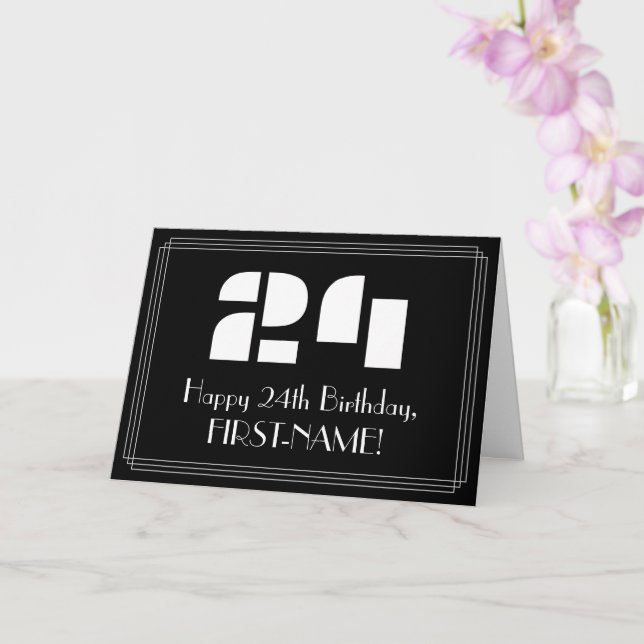 Carte 24e anniversaire : Art Déco Inspiré Look "24" & No (Orchidée)