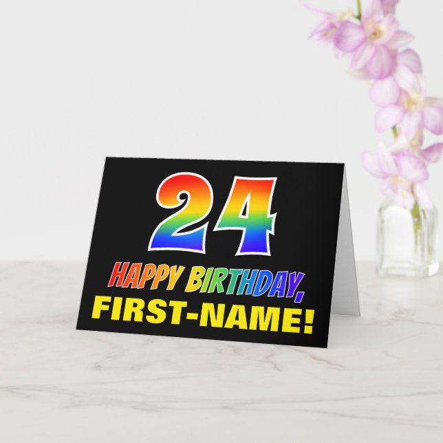 Carte 24e anniversaire : Bold, amusant, simple, arc-en-c (Orchidée)