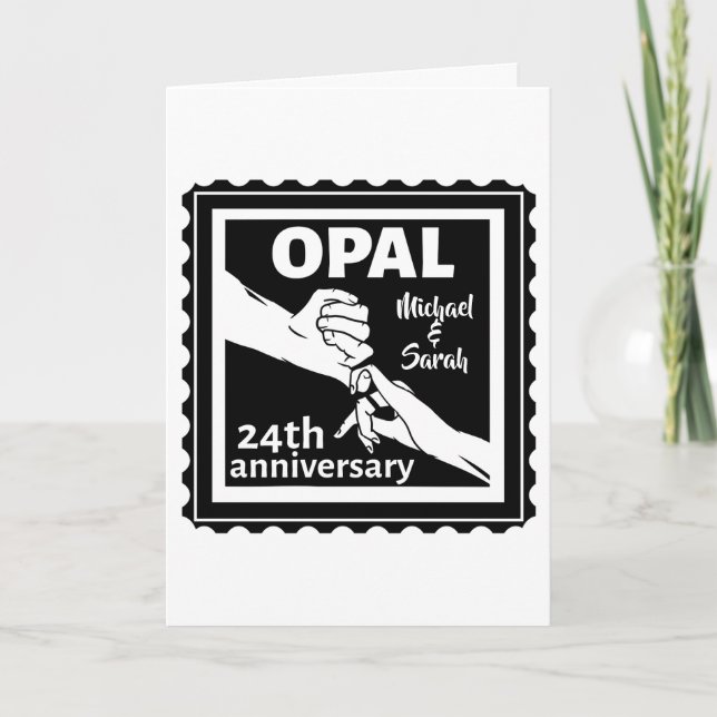 Carte 24e anniversaire du mariage opal traditionnel (Devant)