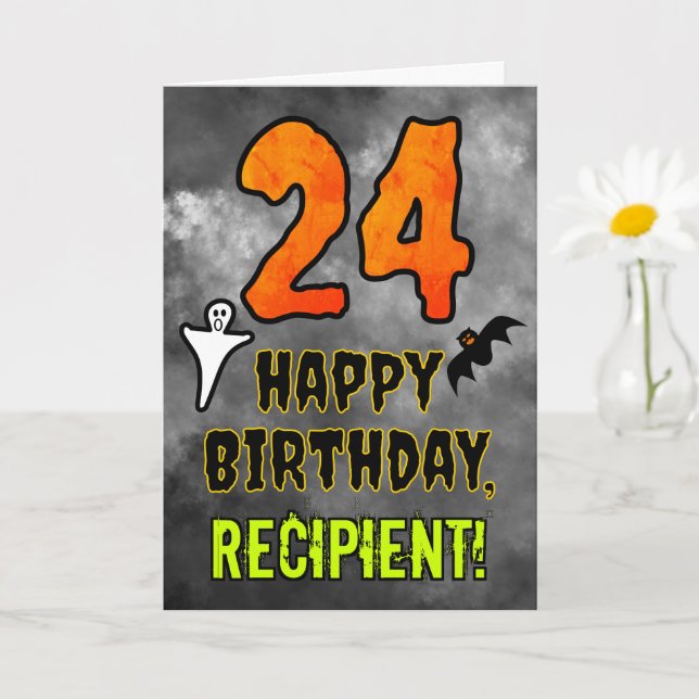 Carte 24e anniversaire : Eerie Halloween Thème + Nom per (Petite plante)