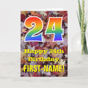 Carte 24e Anniversaire ; Feuilles d'automne rustiques ; 