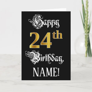 Carte 24e anniversaire — Script fantaisie; look or Faux;
