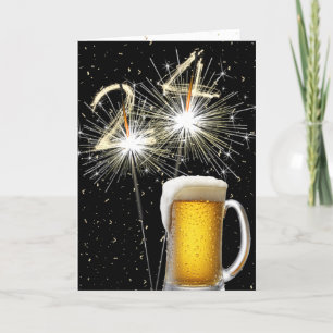 Carte 24e anniversaire Sparklers avec Beer Mug