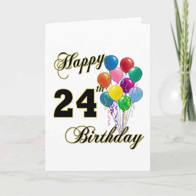 Carte 24èmes cadeaux d'anniversaire heureux avec des (Devant)