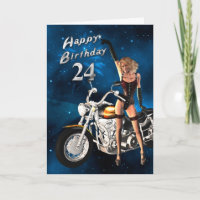 24th Birthday card with a motorbike