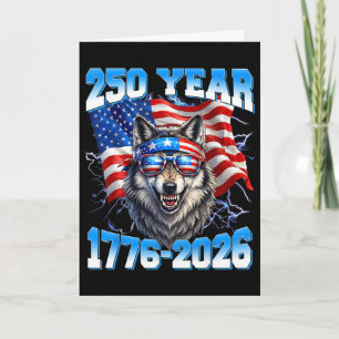 Carte 250 ans américain 1776 2026 250e Loup Patriotique