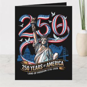 Carte 250 Ans Anniversaire Amérique 1776 2026 