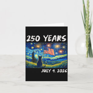 Carte 250 Ans Chat Nuit Étoilée 4 Juillet 250e