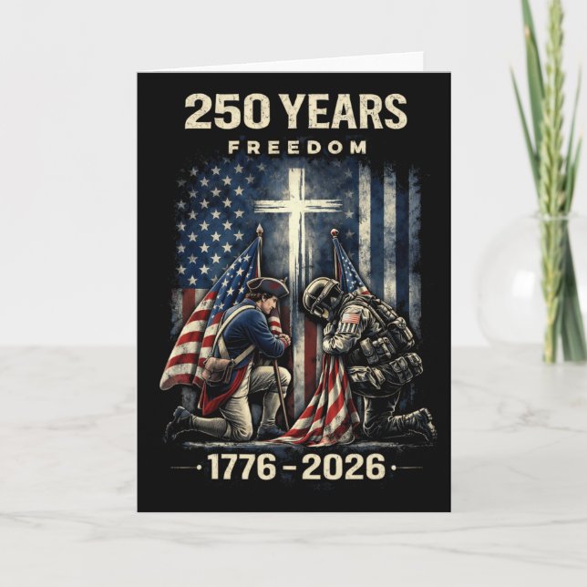 Carte 250 Ans Croix Chrétienne Et Drapeau Des États-Unis (Devant)