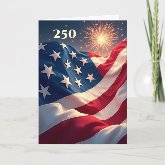 Carte 250e anniversaire du drapeau américain et feux d'a (Devant)