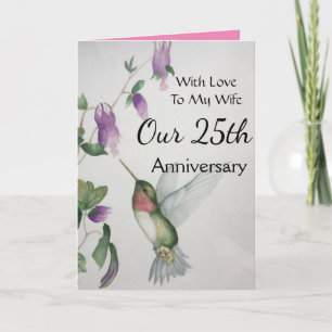 Carte 25e Anniversaire À Ma Femme Joli Colibri
