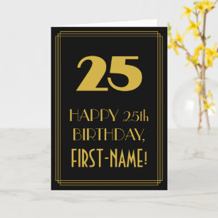 Carte 25e anniversaire - Art Déco Inspiré Look "25" & No