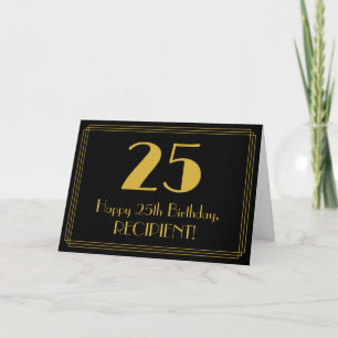 Carte 25e anniversaire : Art Déco Inspiré Look "25" + No