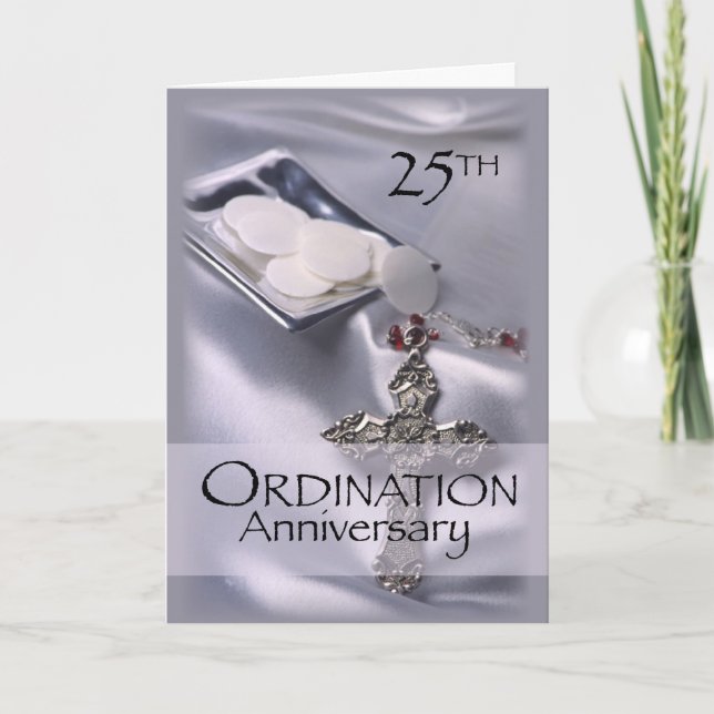 Carte 25e anniversaire de l'Ordination Croix Hôte, prêtr (Devant)
