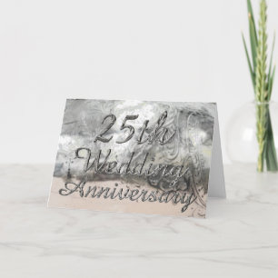 Carte 25e anniversaire de mariage Chic Typographie argen