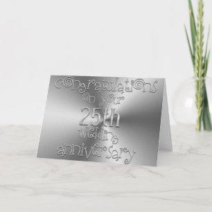Carte 25e Anniversaire de Mariage Chic Typographie Argen