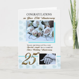 Carte 25e anniversaire de mariage d'argent