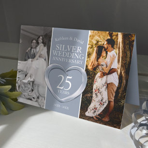 Carte 25e anniversaire de mariage d'argent maintenant et