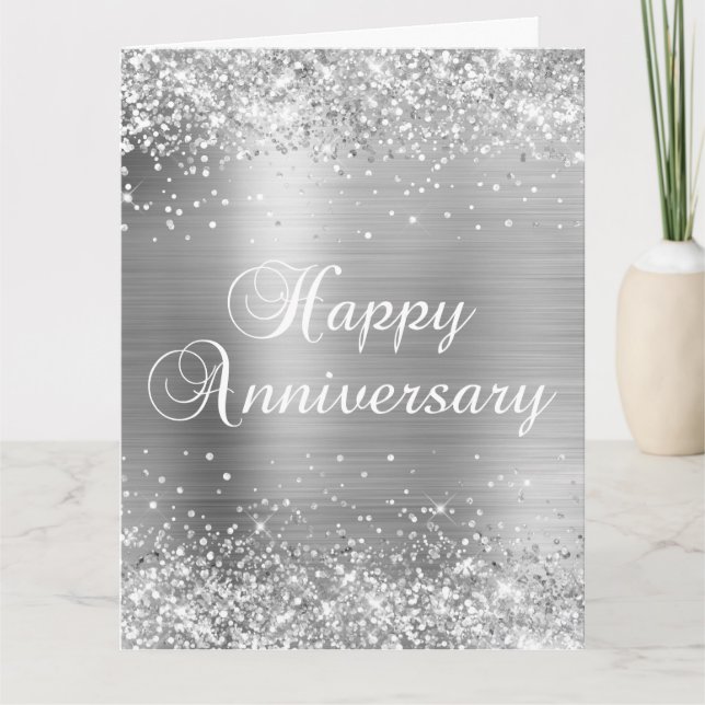 Carte 25e anniversaire de Mariage heureux en argent (Devant)