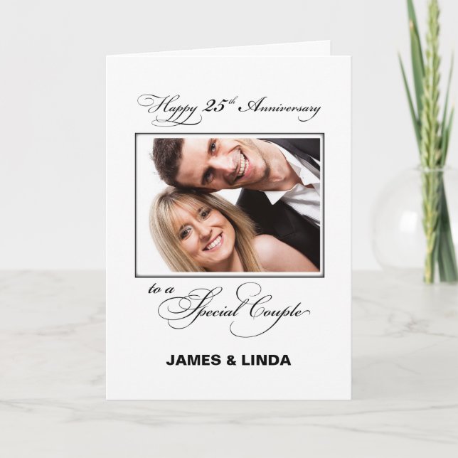 Carte 25e Anniversaire de Mariage Nom et Photo Personnal (Devant)