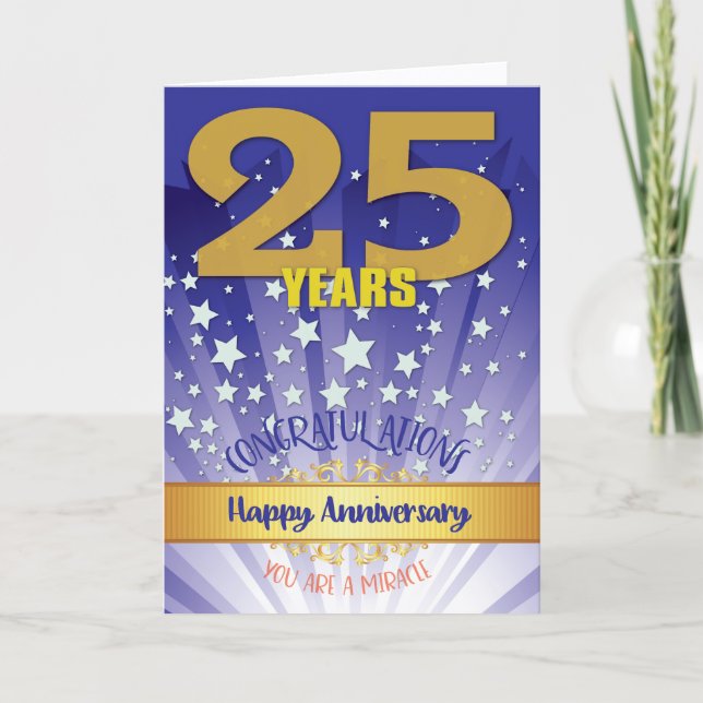Carte 25e anniversaire de rétablissement chiffre gras (Devant)