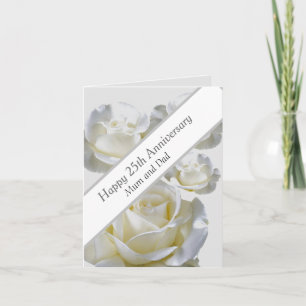 Carte 25e anniversaire éditable Rose d'argent